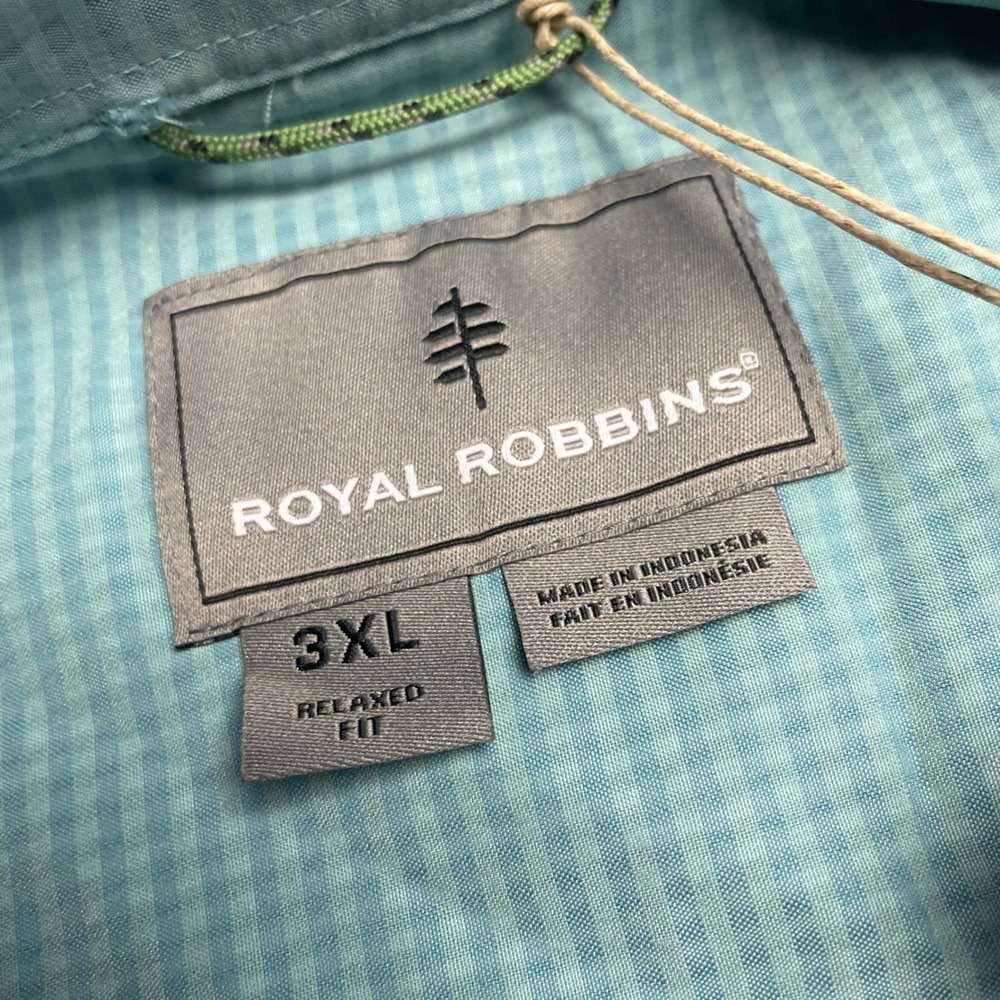 Royal Robbins Mens Desert Pucker Dry SS Shirt 3XL Nile Blue Gingham Relaxed Fit - Picture 3 of 11